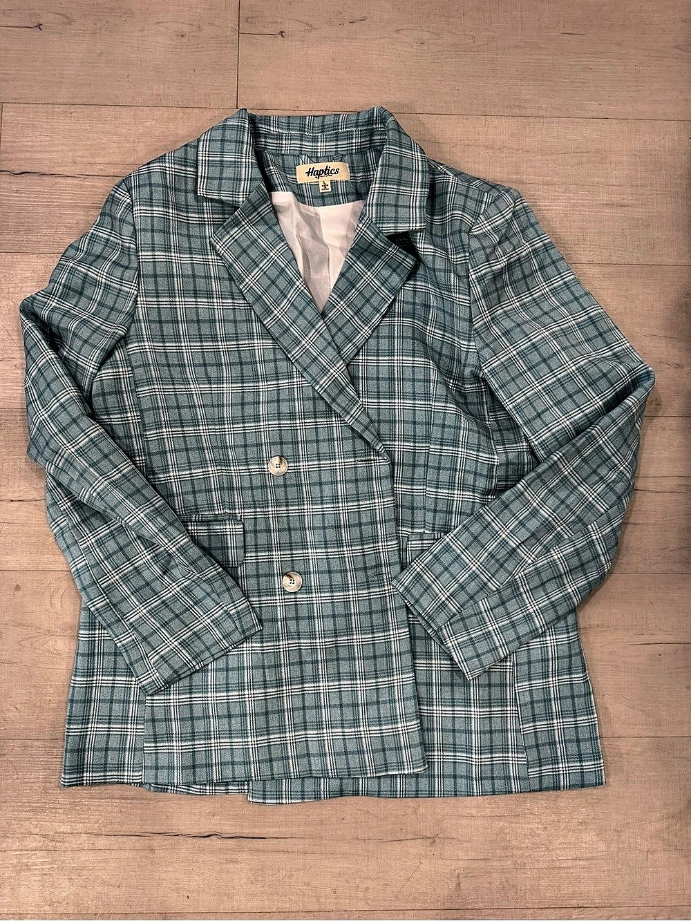 Haptics Plaid Blazer in Blue & White - Large - New Without Tags